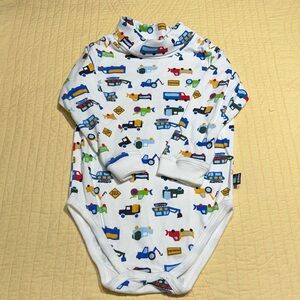 OshKosh B'gosh White Bodysuit with Colorful Vehicle Pattern